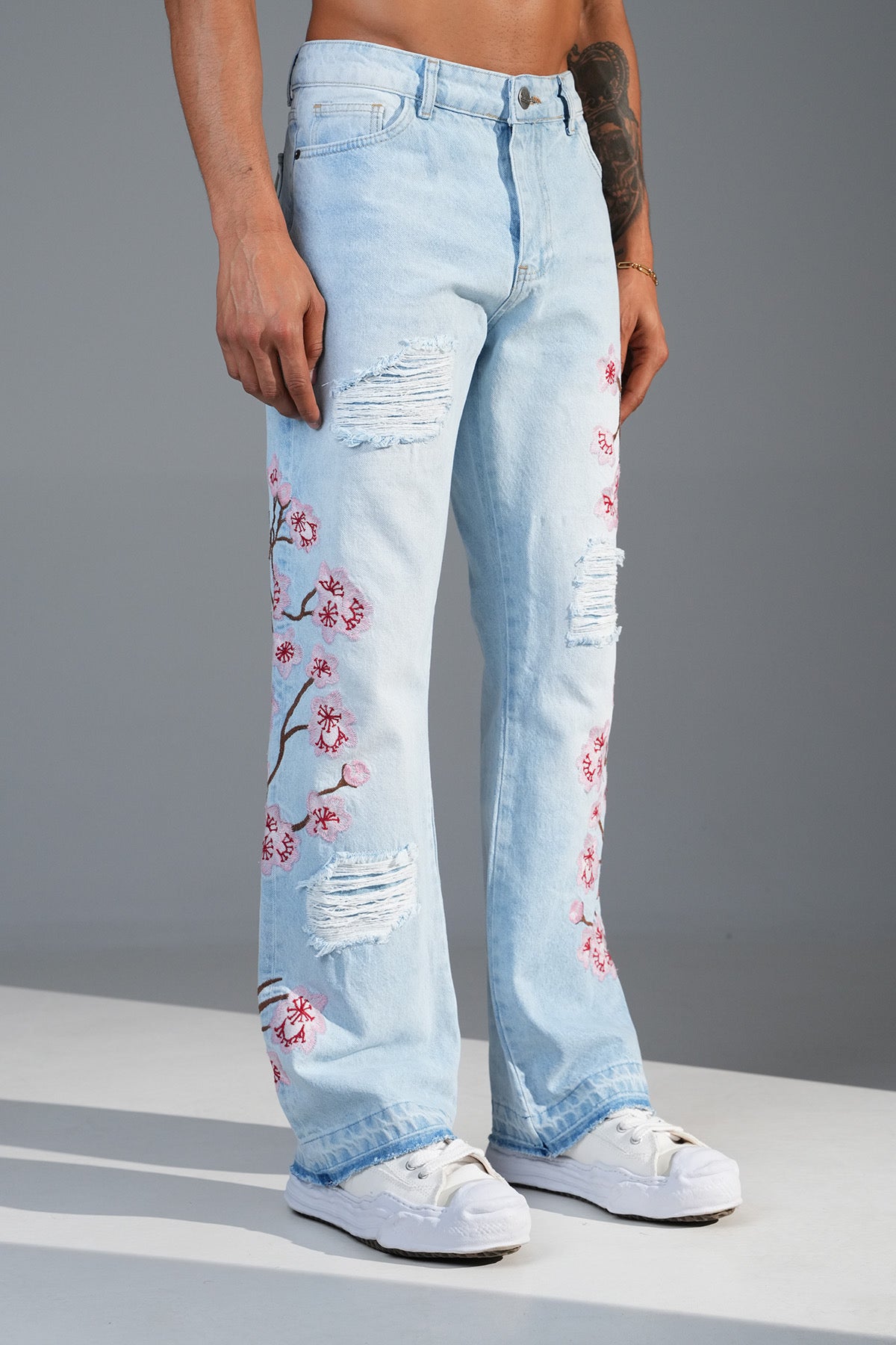 Flowers Flaired Drip Lightblue