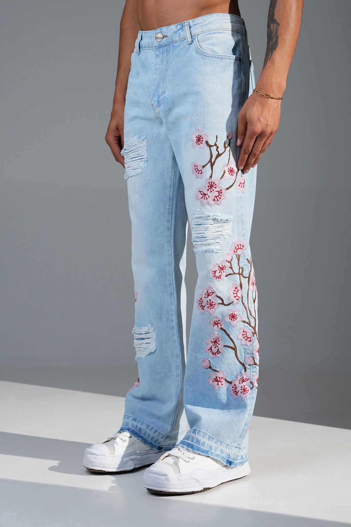 Flowers Flaired Drip Lightblue