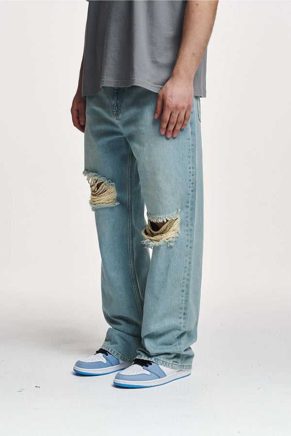 Anduin Ripped Baggy Jeans sand blue