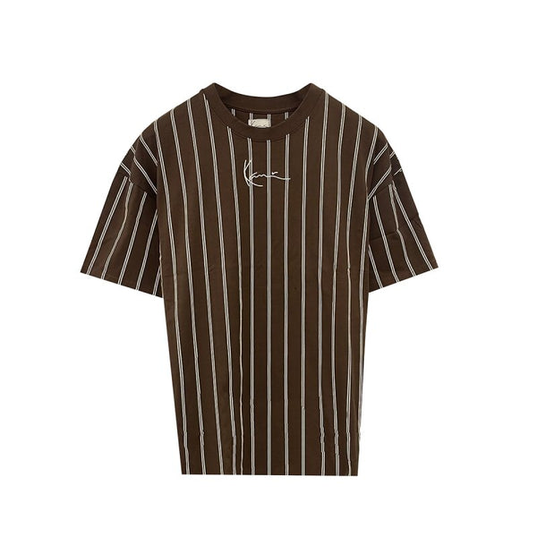 KK Small Signature Boxy Heavy Jersey Pinstripe Tee brown/white