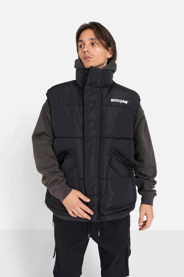 Gesteppte ärmellose Jacke Schwarz Sixth June