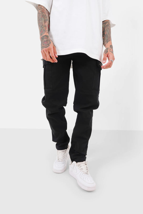 CARGO STRETCH PANTS BLACK