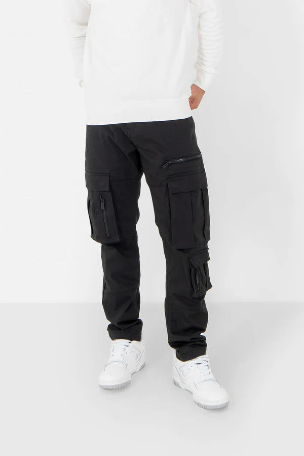 MULTI POCKET CARGO PANTS BLACK