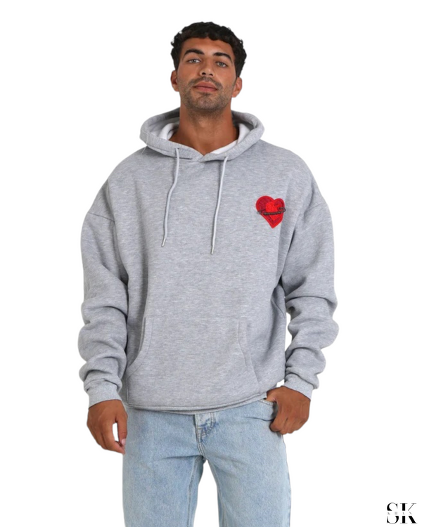 Heart Hoodie Grey